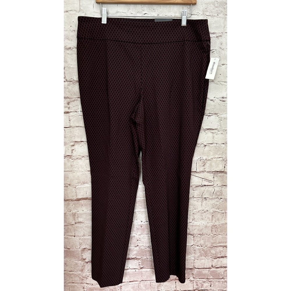 ROZ & ALI Pull On Pant Classic Fit Slim High Waist Size 16 Patterned Knit NEW